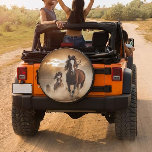 Image of Delerain Running Horse Spare Tire Cover Wheel Protectors Sun Protector Waterproof for Trailer RV SUV Truck and Many Vehicle(16 Inch for Diameter 29 inch-31 inch)