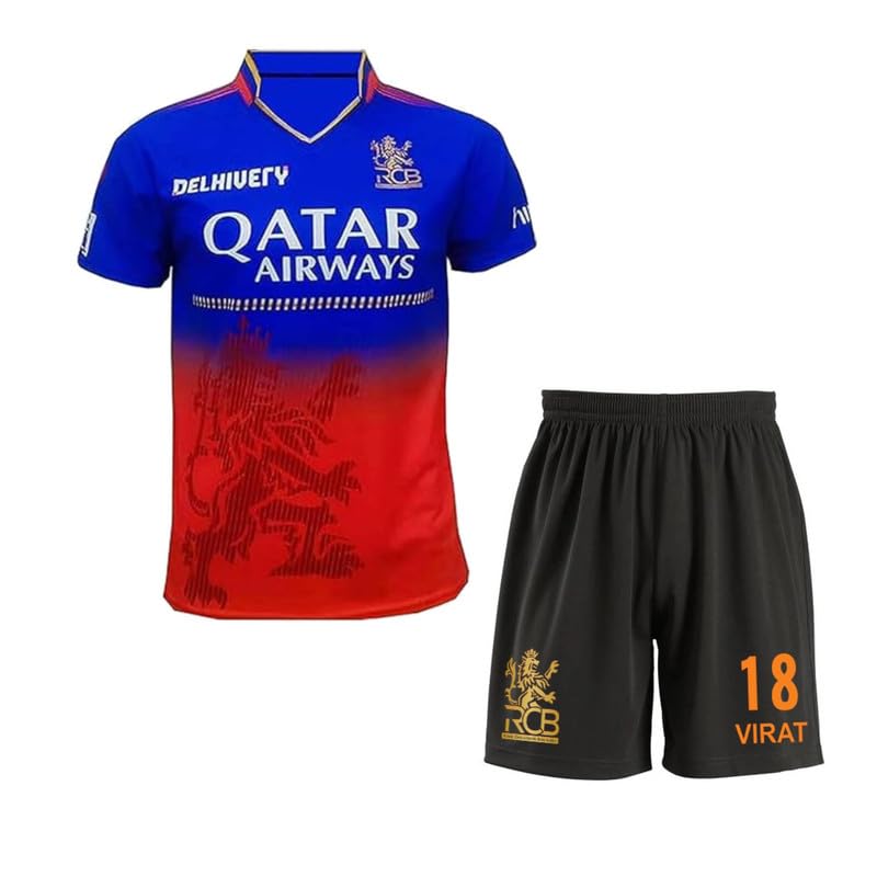 GenericRCb Virat Kohli 18 Jersey with Shorts for Kids & Men