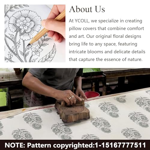 Image of YCOLL Vintage Floral Print Pillow Covers 20x20 Set of 2 Patterned Accent Decorative Cushion Covers Modern Farmhouse Throw Pillow Covers for Sofa Couch Chair Bed Living Room Home Decor, Aqua Haze