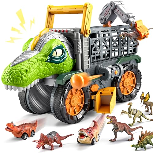JOVA Vroomix Dinosaur Toy for Kids 2 3 4 5+ Year Old, Extra Large Dinosaur Monster Truck with Figures, T-Rex Toy with Launcher and Darts, Crane Arm & Tunnel, Jurassic Toy for Boys Birthday Gift - image 1