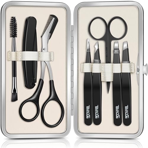 TsMADDTs Tweezers for Men, 8 in 1 Professional Eyebrow Tweezers Kit with Eyebrow Trimmer & Scissors,...