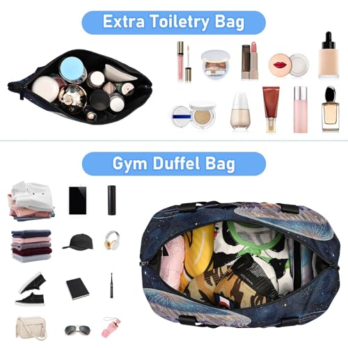 Jellyfish Black Duffel Bag for Women Men Gym Bag with Shoe Compartment Wet Pocket Carry On Weekender Overnight Bags for Airline Travel Under Seat4