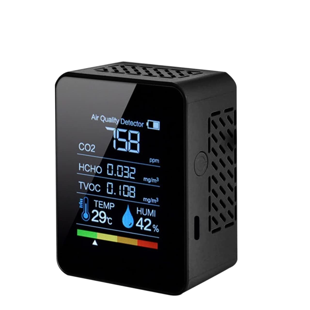Tester ObciążEnia Akumulatora, 6w1 / 5w1 CO2 Tester Miernik dwutlenku węgla Jakość powietrza Jakość powietrza Detector monitor z akumulatorem co2 Detector,Szerszy Zakres Testowania(Black 5in1)