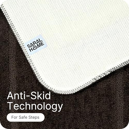 Image of Saral Home - Good Morning Mat, Soft, Anti-Skid, Washable, Water Absorbent, Quick Drying, All time usable Bathmat /Doormat /Runner. Slip-Resistant Backing for Everyday Safety.(DK.Brown. 40x60-2PC)