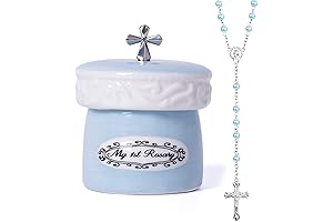 My First Rosary Cross for Boy, Keepsake Box and Rosary Gifting Set, Blue