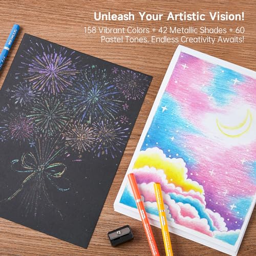 Image of Shuttle Art Colouring Pencils Set, Colouring Pencils for Adults with 260 Vibrant Colours, Shatterproof Soft Wooden Pencils for Adults and Children in Tin Box, Colouring Pencils for Drawing, Painting