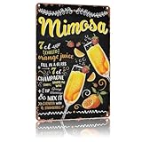 Mimosa Cocktail Recipe Vintage Metal Sign，Poster Home Wall Decor, For Bedroom, Living Room, Bar, Restaurants,Etc.，Plaque12 X 8 Inch