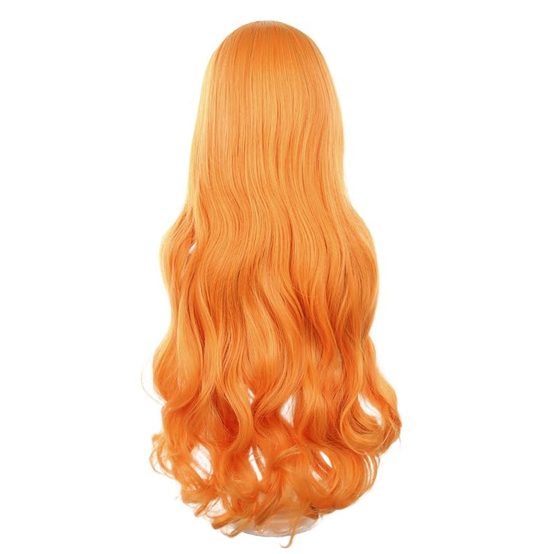 Long Orange Wavy Cosplay Wigs Halloween Costume Party Wig for Women - Image 5
