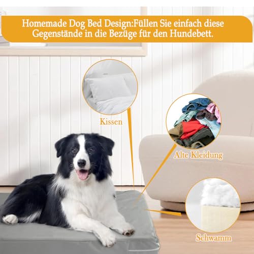 Exquilnova Bezüge für Hundebetten, Ersatz Bezug für Hundebett, Wasserdicht und Abnehmbarer Bezug für Hundekissen mit Reißverschluss für Hundematte Hundematratze Hundesofa, Nur Bezugsdeckel (Grau, M)