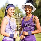 Yolev 3Pieces Sweatband Set, Sports Headband and Wristbands, Set of 1 Headband and 2 Wristbands, for Athletic Men and Women, Black and Neon Green, One Size(Purple) - Image 7