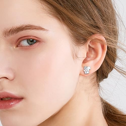 Image of Animal Stud Earrings 925 Sterling Silver Elephant /Unicorn /Chicken /Flamingo /Highland Cow /Hummingbird Earrings Animal Jewelry Gifts for Women