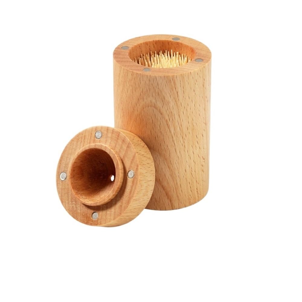 AYCDL Toothpick Dispenser Solid Wood Toothpick Box Restaurant Home Black Walnut Round Toothpick Holder Toothpicks For Appetizers,2