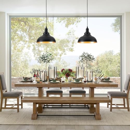 Image of Black Pendant Light Hanging Lamps for Living Room Plug in 15FT Dimmable Switch Adjustable Pulley Hanging Lights with Cord for Kitchen Bedroom 2 Pack