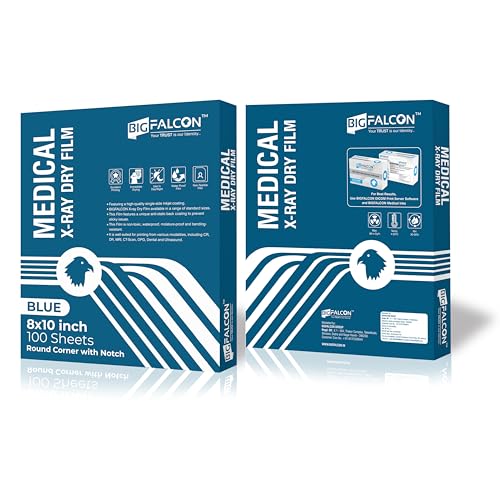 Image of BIGFALCON Medical Xray Dry Film for Inkjet Blue Base Size 8 inchX10 inch inch(100 Sheets X-Ray Film For X-ray, CR, DR and OPG Images) Thickness - 210 Micron (8X10 INCH)