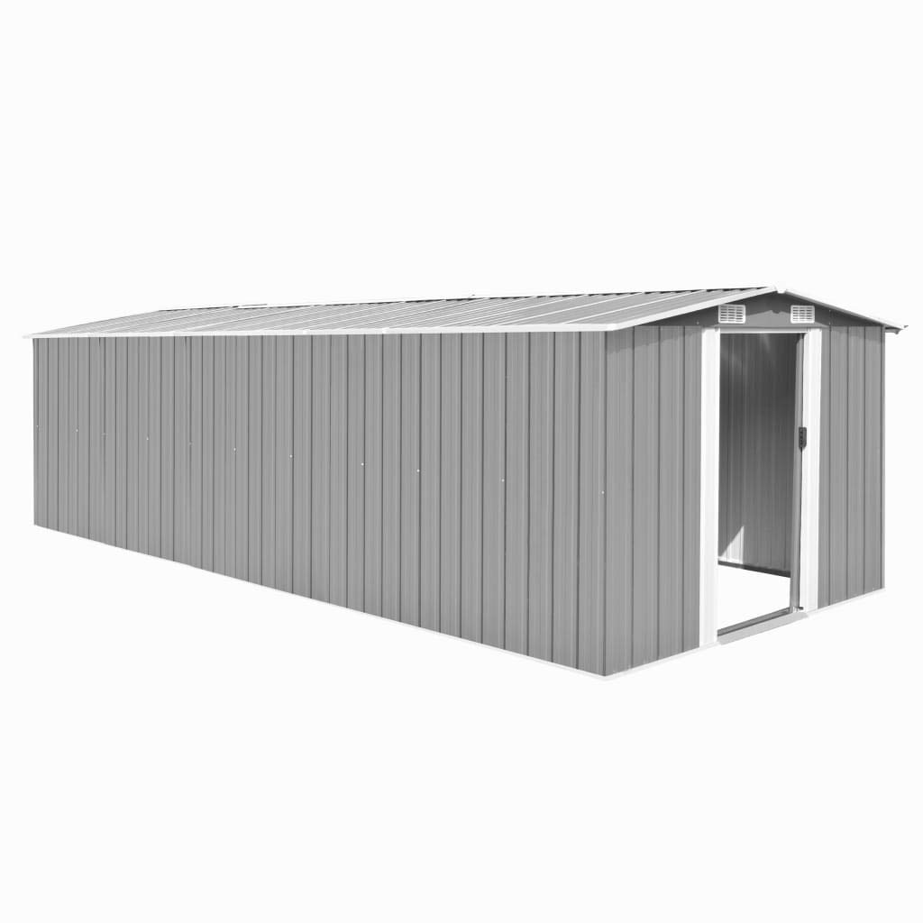 vidaXL Garden Shed 257x580x181cm Metal Grey Outdoor Tool Storage House