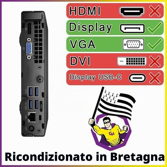PANAMEMORY EliteDesk 800 G2 Desktop Mini USDT Quad Core i5 256 GB SSD disco rigido 8 GB memoria Win 11 Ultra Slim Desktop Computer Mini PC (Ricondizionato)