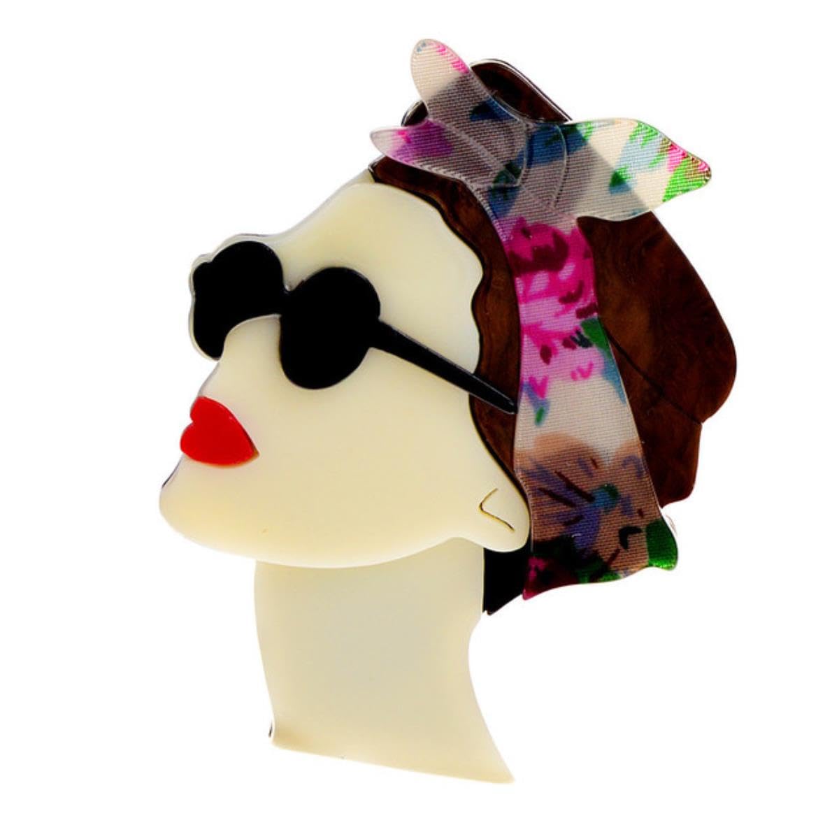 YAHOYA Acrylic Big Elegant Hat Lady Brooches for Women 2-color Modern Girl Figure Party Office Brooch Pin Gifts Vintage Accessories