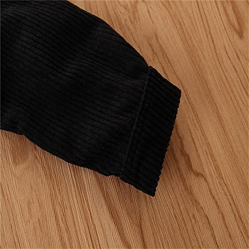 Kids Toddler Boy Fall Outfits Autumn Winter Ribbed Solid Cotton Long Sleeve Coat Classic Cozy (>2-Black, 3-4 Years)3