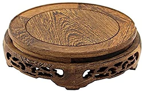 YRHH Base de florero de Madera florero Redondo de Madera Base de Tetera Estable no Giratorio Soporte de exhibición de decoración del hogar Base Redonda marrón-13cm Cover