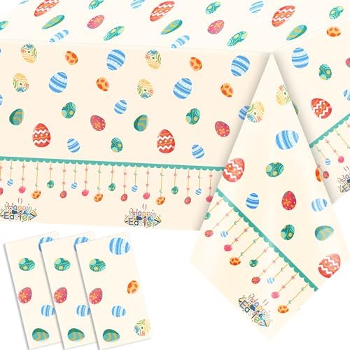 rookea 3Pcs Easter Egg Plastic Tablecloths Easter Party