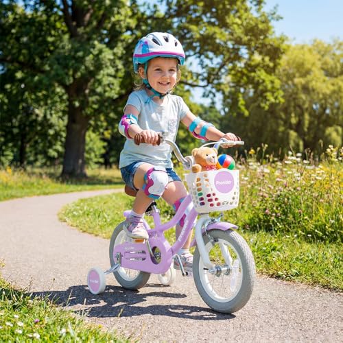 Image of BABY JOY Kids Bike, 12 14 16 18 20 Inch Boys Girls Bike w /Removable Basket | Kids Bicycle with Adjustable Seat & Handlebar, Handbrake & Coaster Brake, Training Wheels or Kickstand (Multi-Color Choices)