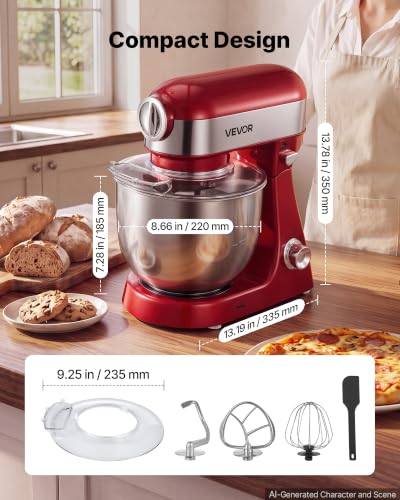 Image of VEVOR 5.3 Qt Tilt Head Stand Mixer 400W Metal Electric Dough Mixer