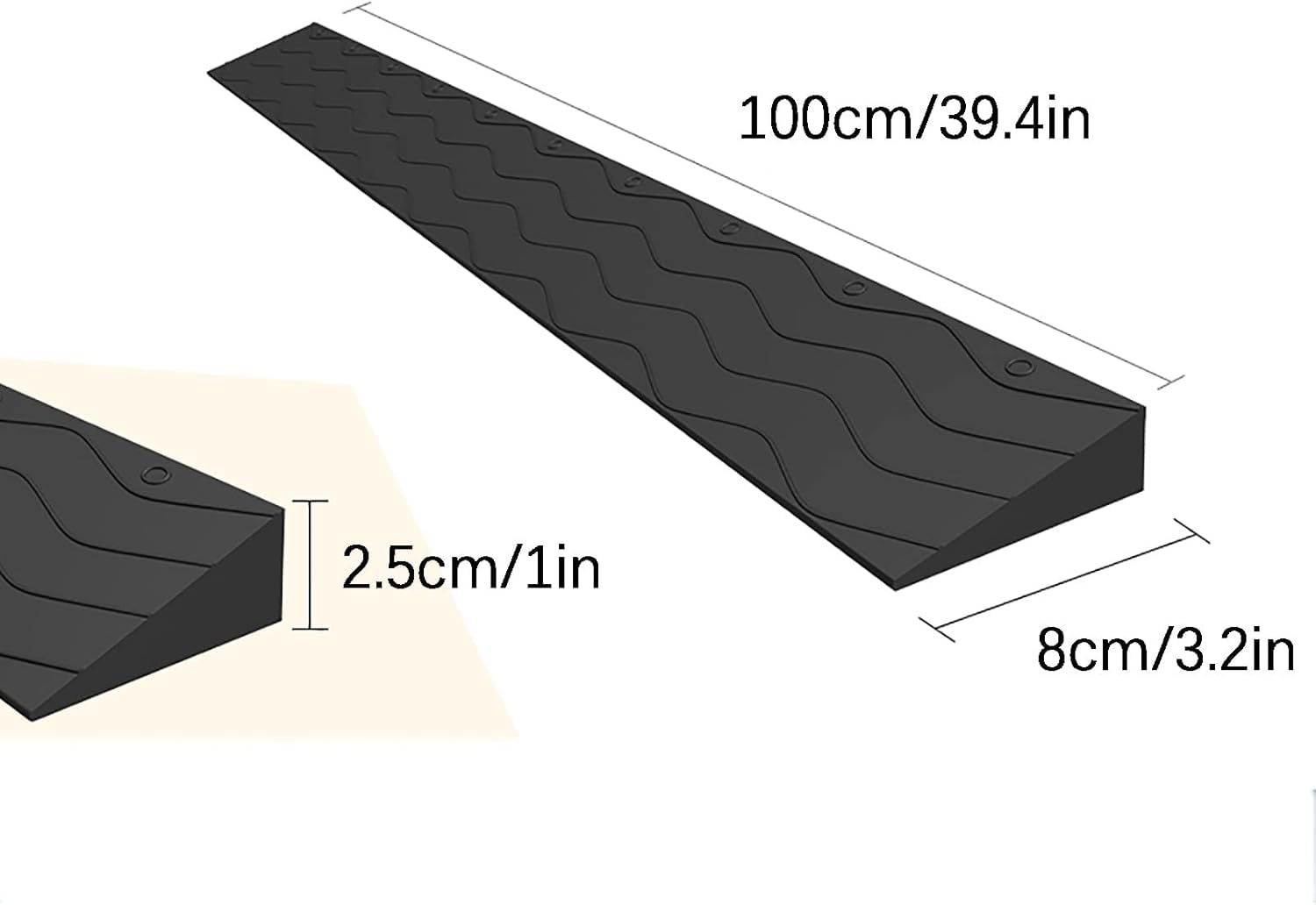 DSXH Przenośna Progowa,Rampa dla Wózków Inwalidzkich, Plastikowa Rampa do Zamiatania Skutera Robota i Roweru (Color : Czarny, Size : 100x8x2.5cm)