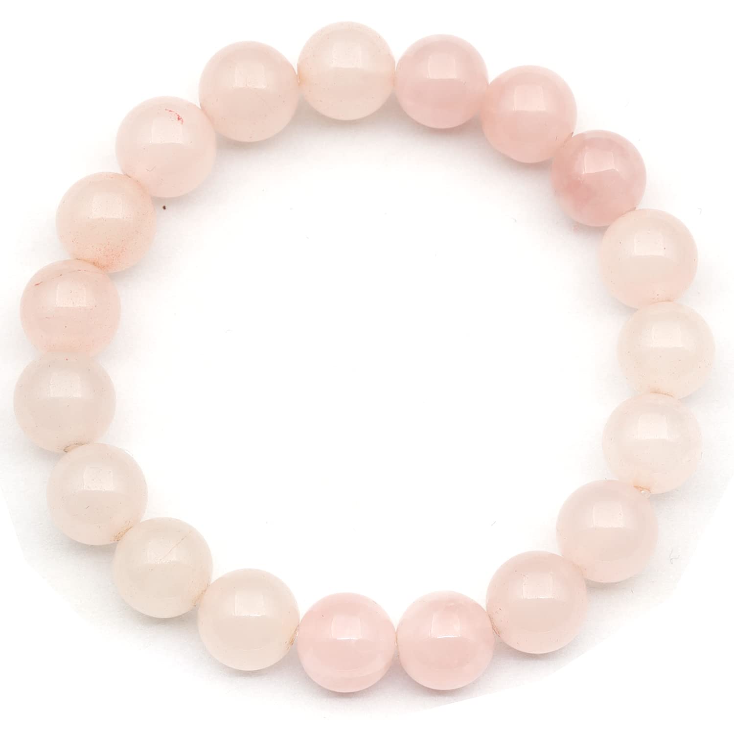 Pulsera de cuarzo rosa natural con cuentas, pulsera de cristal rosa auténtico, pulsera de Tauro, pulsera elástica de piedras preciosas, pulsera duradera