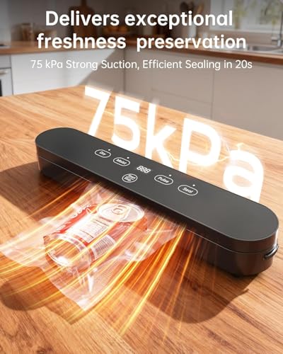 75kPa Vacuum Sealer Machine Compact Vacuum Sealer for Food 4 in 1 Food Sealer Digital Time - image 8
