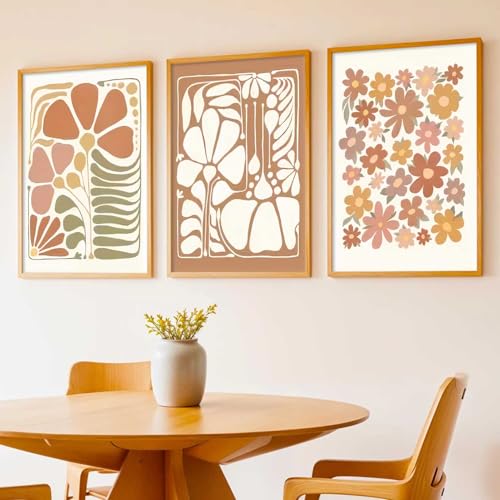 Image of kotart Boho Painting Wall Art Home Decoration Paintings With Frame For Living Room Bed Room Hotel Wall Decor Digital Reprint Set of 3 (13X17 inch)