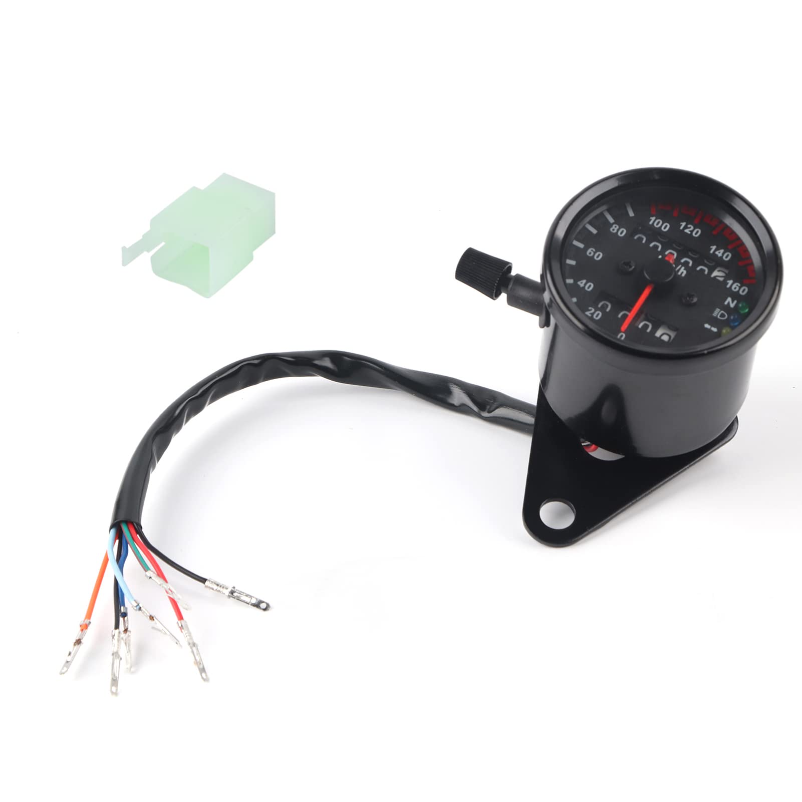 Universal Motorrad Tacho Digital - Kilometerzähler Schwarz 12V Mit Dual-Anzeige Bis 160 Km/h