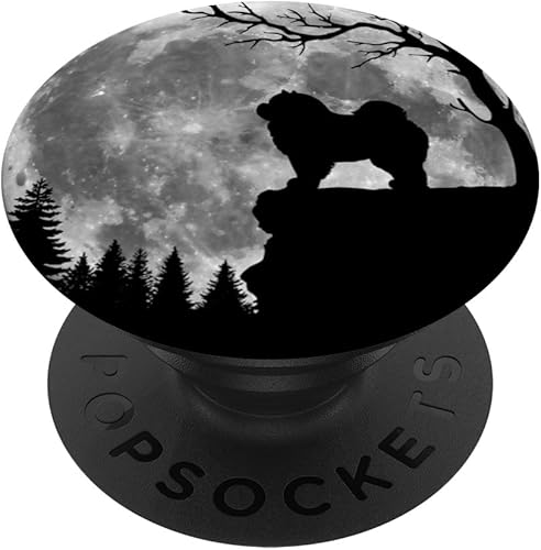 Chow Chow Dog Moon Silhouette Funny Lazy Halloween Costume PopSockets Standard PopGrip