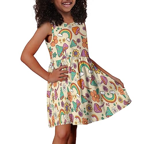 Loose Fit Cute Sundress with Side Pockets Soft Sleeveless Summer Floral Dress for Girls Playwear4