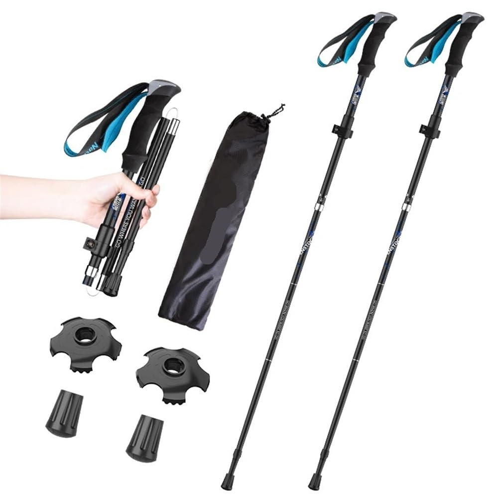 2 szt. Ultralekkie kijki trekkingowe Laski turystyczne Składane aluminiowe kijki trekkingowe Laski(Long handle Red)