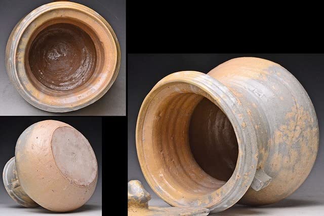 那波鳳翔 ☆ 御本 手片身替り 水指 ☆ 共箱 共布 栞