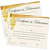 Gold Certificate of Achievement, 25 Pcs Medals Certificate of Completion, Award Certificates for School Students Teachers Employees, End of Year Ceremony Party Decorations Supplies -05