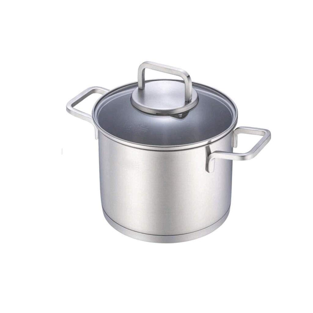 Olla de acero inoxidable con tapa de cristal y mango ergonómico para inducción