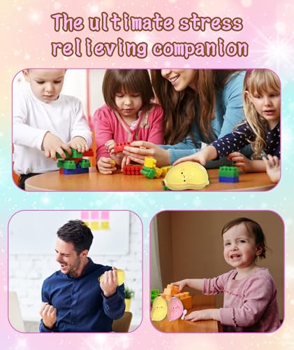 Image of Taba Squishies, Soft Silicone Stress Relief Toys for Adults & Kids, Fufu Squishy Anxiety Relief Set, Squishy Sensory Fidget Toys for Office, Study, and Travel (Pink Yellow)