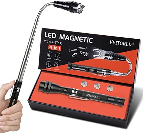 VEITORLD Extendable Magnetic Flashlight, Telescoping Magnet Pickup Tool - Gifts for Men Dad Husband Him From Daughter Son, Unique Birthday Gifts Ideas for Boyfriend Grandpa Brother Women