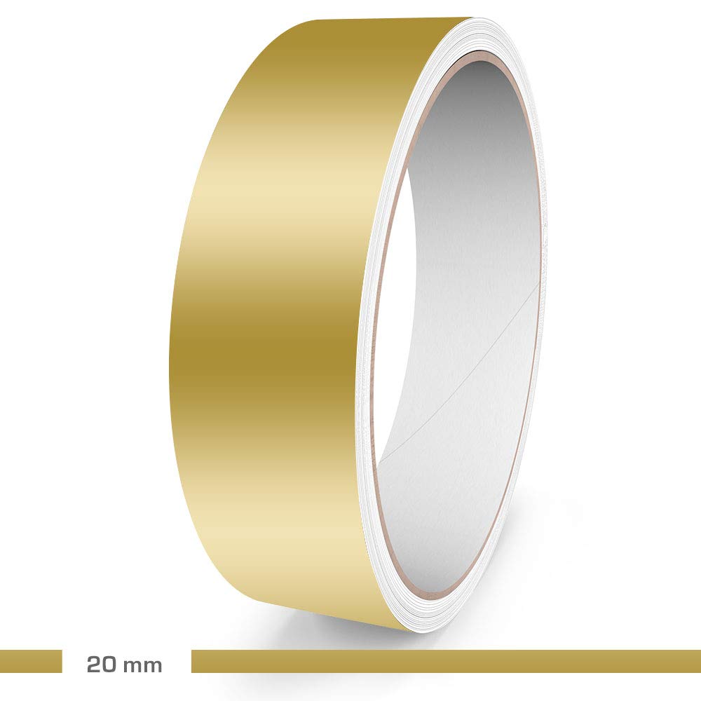 Motoking Decorative Stripe, Gold Matte, 20 mm Width, 10 m Length, Sticker Foil Car Boat Motorbike Motorhome Caravan