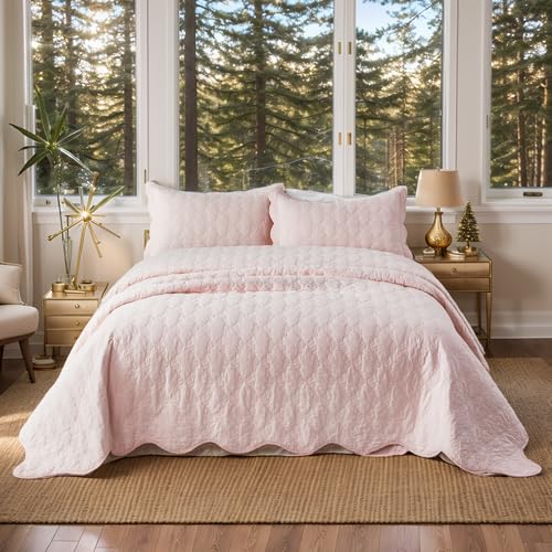 Brandream Queen Size Quilt Set Cotton Light Pink Quilts Bow-Knots