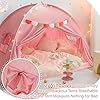 Razee Full Size Bed Canopy for Kids, Girls Bed Tent Dream Privacy Playhouse Floor Sleeping Tents Indoor, Toddler Under Bunk Bed Pink Tent with Pennant Banners, Kid House Toys for Birthday #2