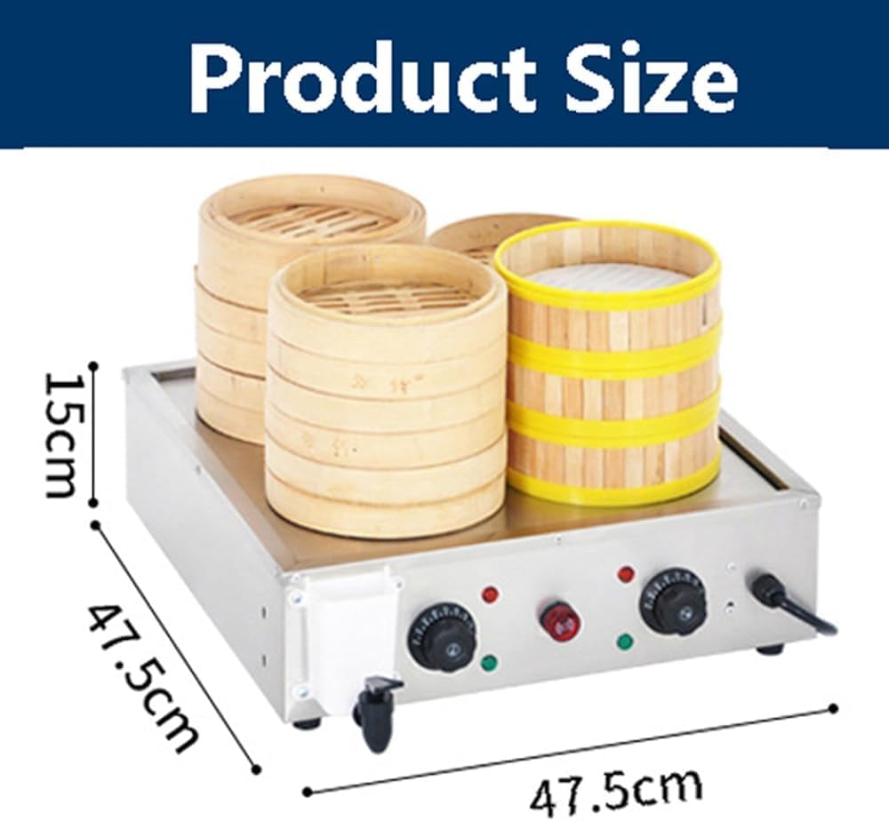 Commercial Electric Food Steamer – 4-Hole Buns/Bread Steamer with 30-110℃ Temperature Control | Bun Warmer