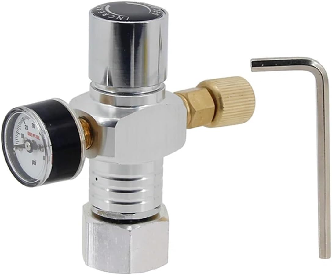 Brewing Equipment CO2 Mini Gas Regulator 0-60psi with Tr21*4 Adapter CO2 Charger TR21*4 3/8-20UNF Keg Charger Beer Kegerator Brewing Equipment(B)