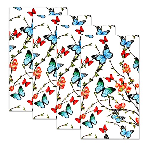 100 Butterfly Guest Napkins 3 Ply Disposable Paper Pack Spring Butterflies & Flowers Dinner Hand Napkin For Bathroom Wedding Holiday Anniversary Birthday Party Bridal & Baby Shower Decorative Towels #TOP2
