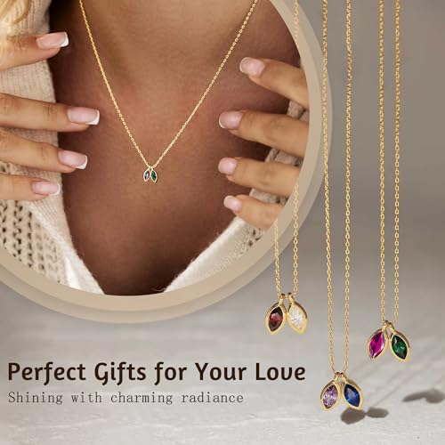 Birthstone Necklace for Women Dainty Gold Necklace with 2 Birthstone Christmas Stocking Stuffers Teen Girl Gifts Trendy Stuff Birthday Gift Moms 2025 Graduation Gift Adjustable Anniversary Jewelry for Daughter Girlfriend Friend