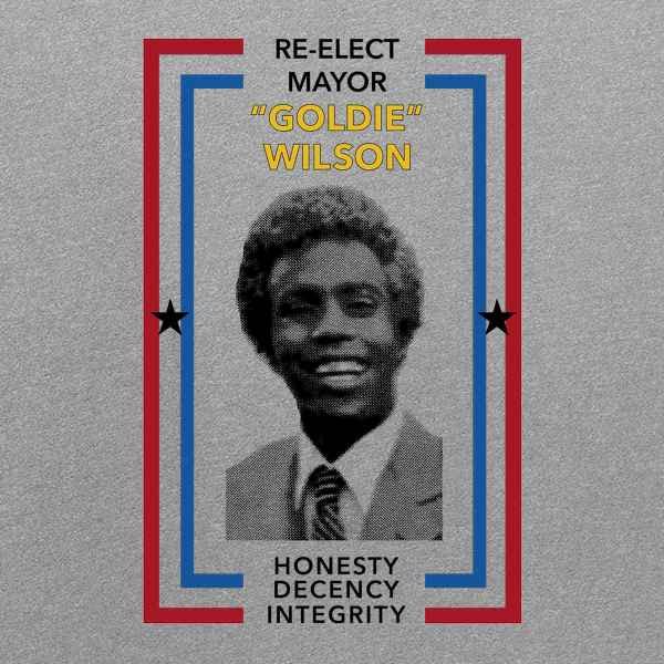 Pop Threads Re-Elect Mayor Goldie Wilson Campaign Retro 80s Graphic Tee T-Shirt for Men2