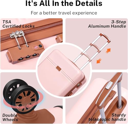 Image of Turtle Trek 20 inch Trolley Bag for Men & Women 8 Wheels Bag Hard Case Polycarbonate Luggage with 360 Degree Spinner Wheels, Combination Lock, Telescopic Handle,Suitcase for Travelling (Pink)