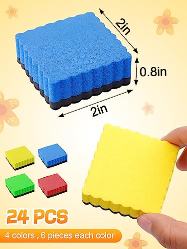 Image of 24Pcs Strong Magnetic Dry Erase Eraser, Classroom Must Haves, Wave Shaped | 4 Color Mini Whiteboard Eraser, Classroom Essentials for Kindergarten, Prek, Elementary, Office