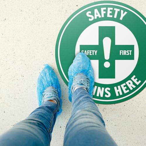 Autocollants de sol verts Safety Begins Here pour sécuriser vos passages - 7